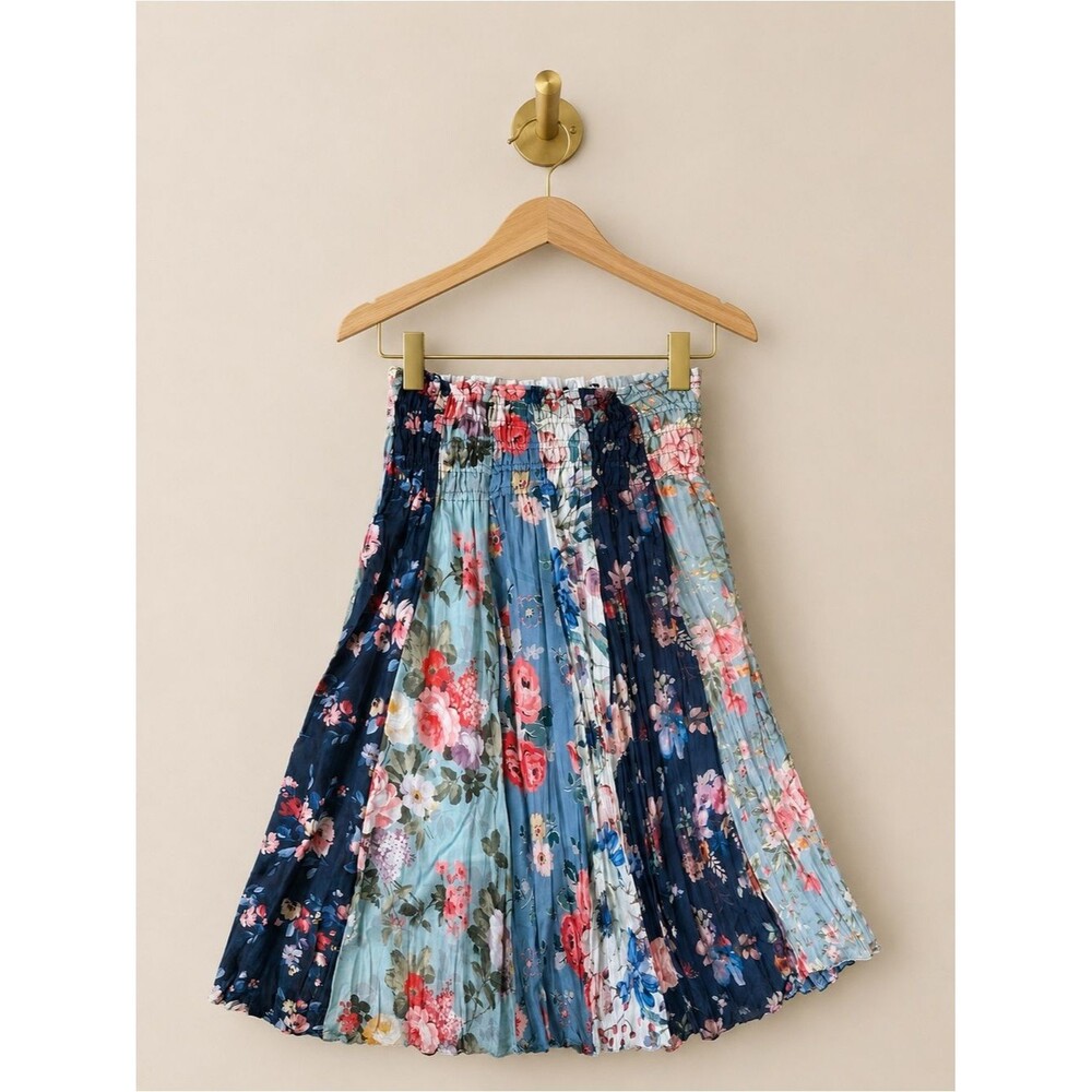 Boutique SZ Small Floral Pleated Lined Boho Skirt/Convertible Strapless Dress